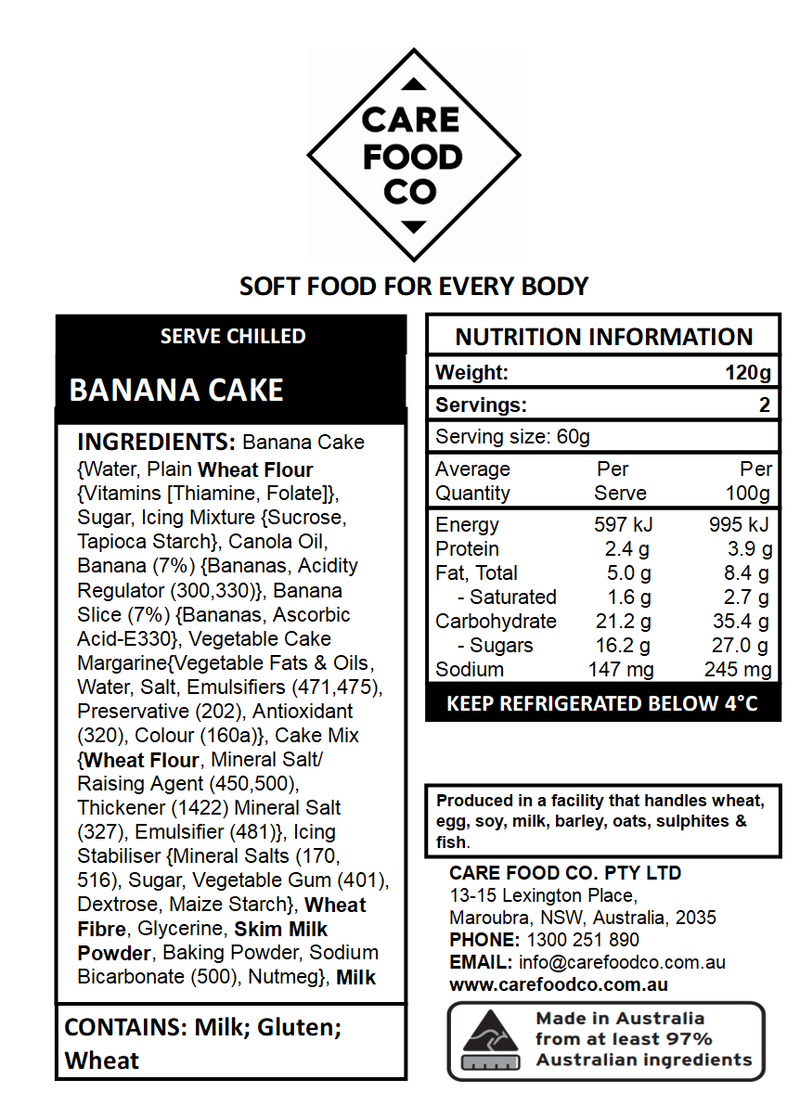 Banana Cake - IDDSI Level 4